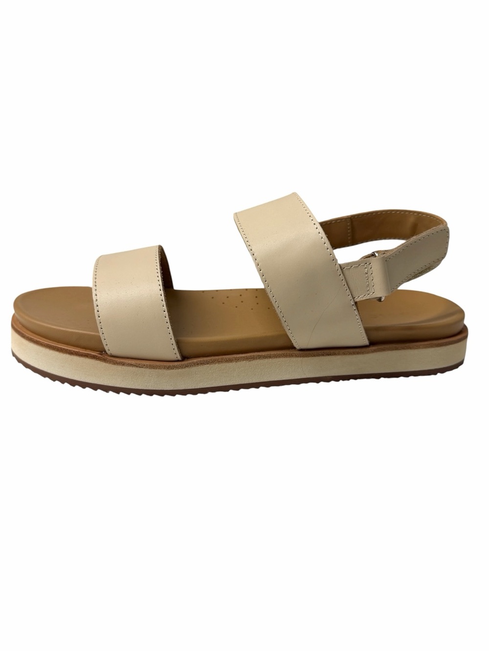 NEW NISOLO Go-To Flatform Leather Sandals Bone Cream Adjustable Straps Size 9.5